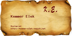 Kemmer Elek névjegykártya